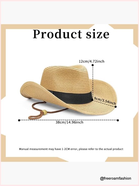 Foldable Wide Brim Cowboy Hat for Travel, Vacation, Beach, Sun main image 5